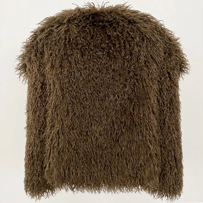 Short Mongolian Fur Coat | Women Luxury Cropped Fur Coat | Warm | Winter