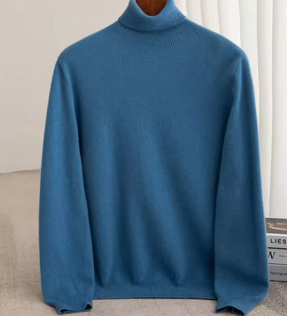 Men Merino Wool Turtleneck Knitted Pullover | Merino Wool Sweater | Cashmere Warm Knit Top Teal