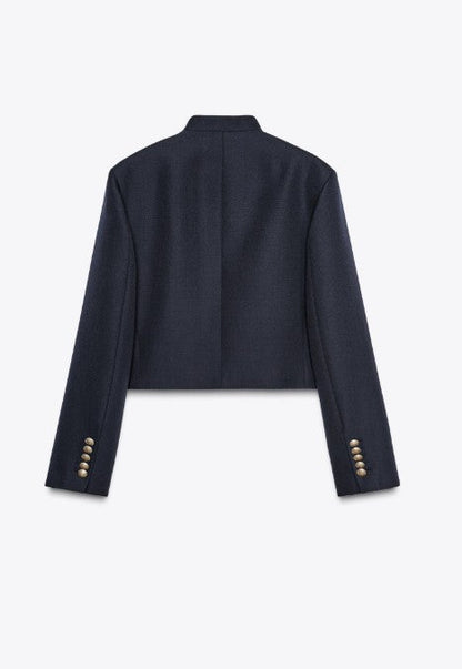 Women Napoleon Jacket | Elegant Office Short Coat | Stand Collar | Spring Jacket | Military Jacket