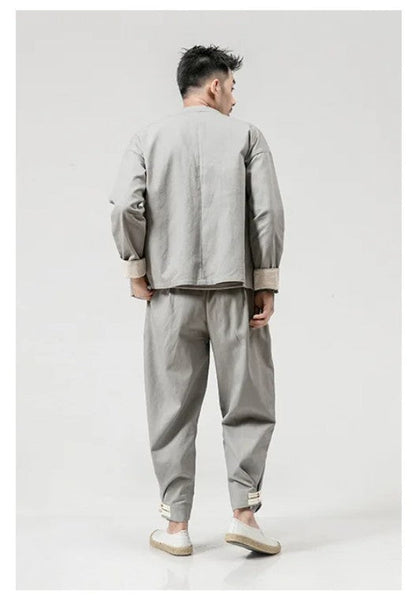 Men Tang Suit Jacket | Linen Top | Long Sleeve