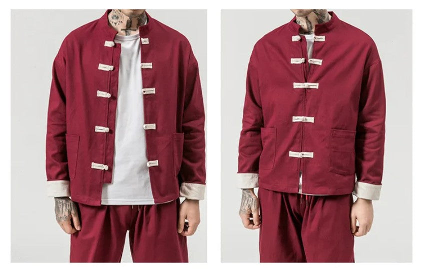 Men Tang Suit Jacket | Linen Top | Long Sleeve