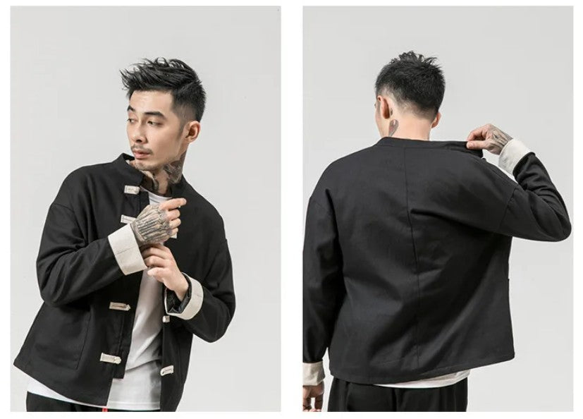 Men Tang Suit Jacket | Linen Top | Long Sleeve