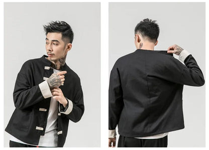 Men Tang Suit Jacket | Linen Top | Long Sleeve