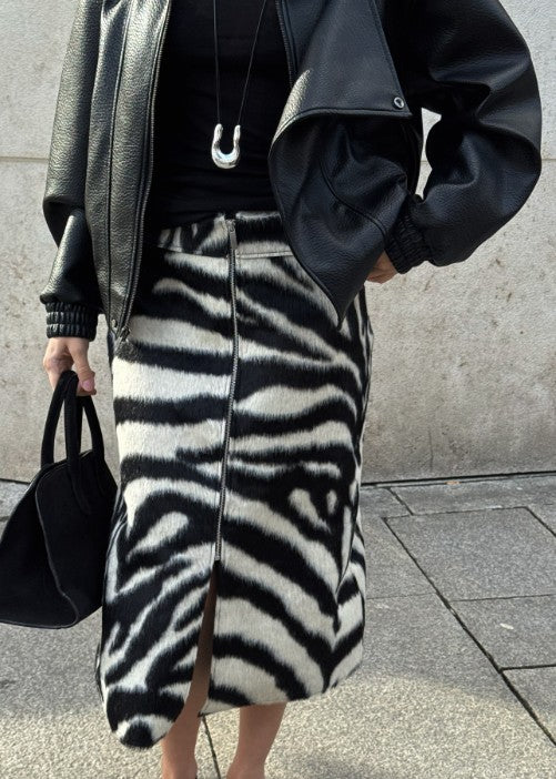 Women Zebra Print Skirt | High Waist | Midi Skirt | Elegant | Slim | Long Skirt