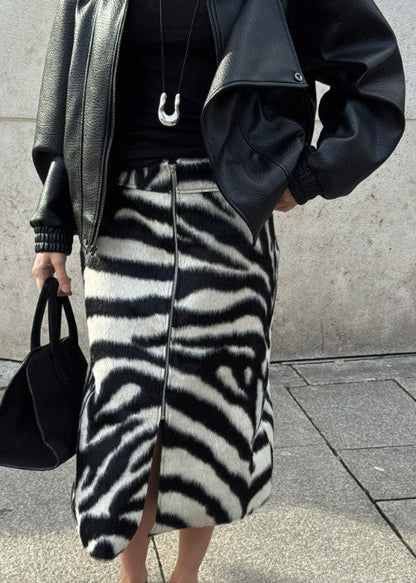Women Zebra Print Skirt | High Waist | Midi Skirt | Elegant | Slim | Long Skirt