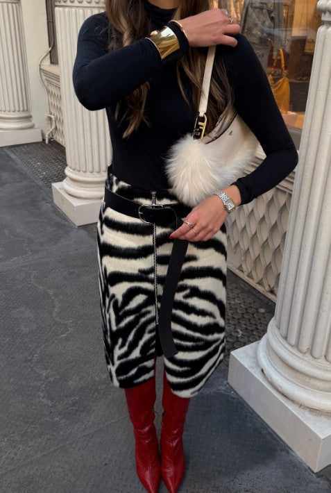 Women Zebra Print Skirt | High Waist | Midi Skirt | Elegant | Slim | Long Skirt