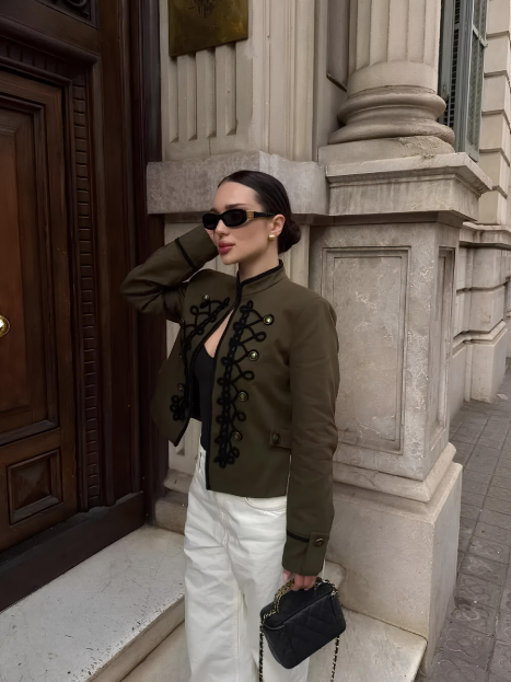 Women Rope Knot Button Jacket | Long Sleeves | Napoleon Jacket