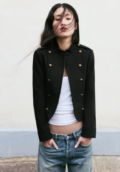 Women Short Coat | Spring | Short Blazer | Long Sleeves | Napoleon Jacket