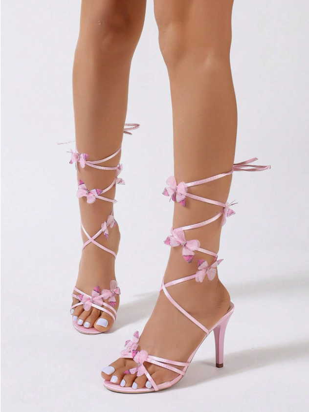 Women Luxury Butterfly High Heel | Ankle Strap Sandals | Summer | Cross Strap Stilettos