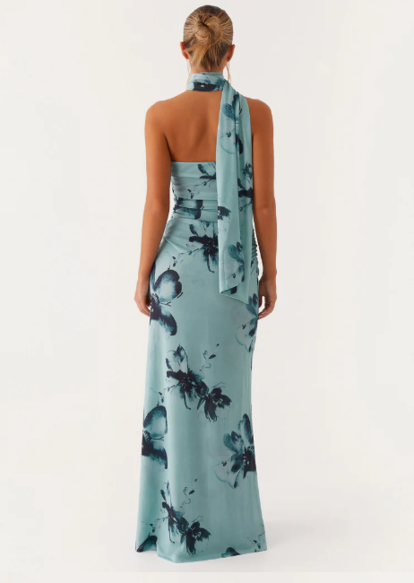 Women Floral Print Long Dress | Tube Dress | Summer | Strapless Dress with Choker Scarf