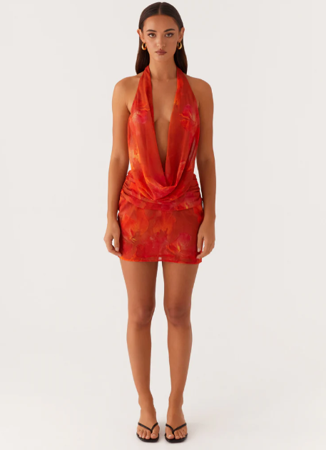 Women Summer Halter Neck Dress | Backless | Mesh Dress | Party Mini Dress