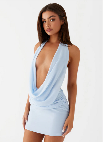 Women Summer Halter Neck Dress | Backless | Mesh Dress | Party Mini Dress