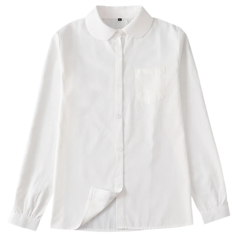 Women Long Sleeve Blouse Shirt | Formal Turn-down Collar Minimalist Top Creamy-white