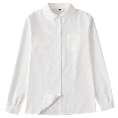 Women Long Sleeve Blouse Shirt | Formal Turn-down Collar Minimalist Top Creamy-white