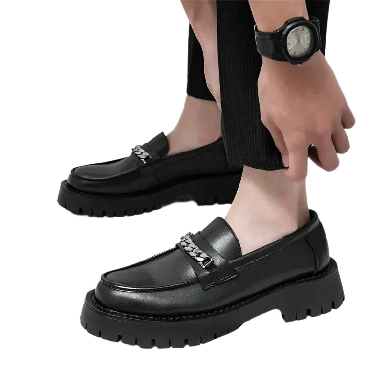 Men Platform Leather Shoes | Men Loafers | Thick Soled