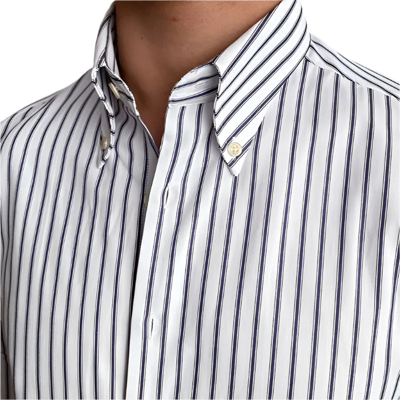 Men Casual Stripe Shirt | Dress Shirt | British Style Long Sleeve Striped Shirt