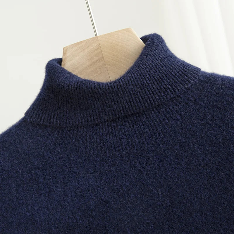 Men Merino Wool Turtleneck Knitted Pullover | Merino Wool Sweater | Cashmere Warm Knit Top