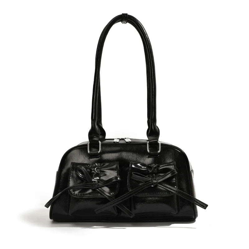 Women Bowknot Shoulder Bag Black