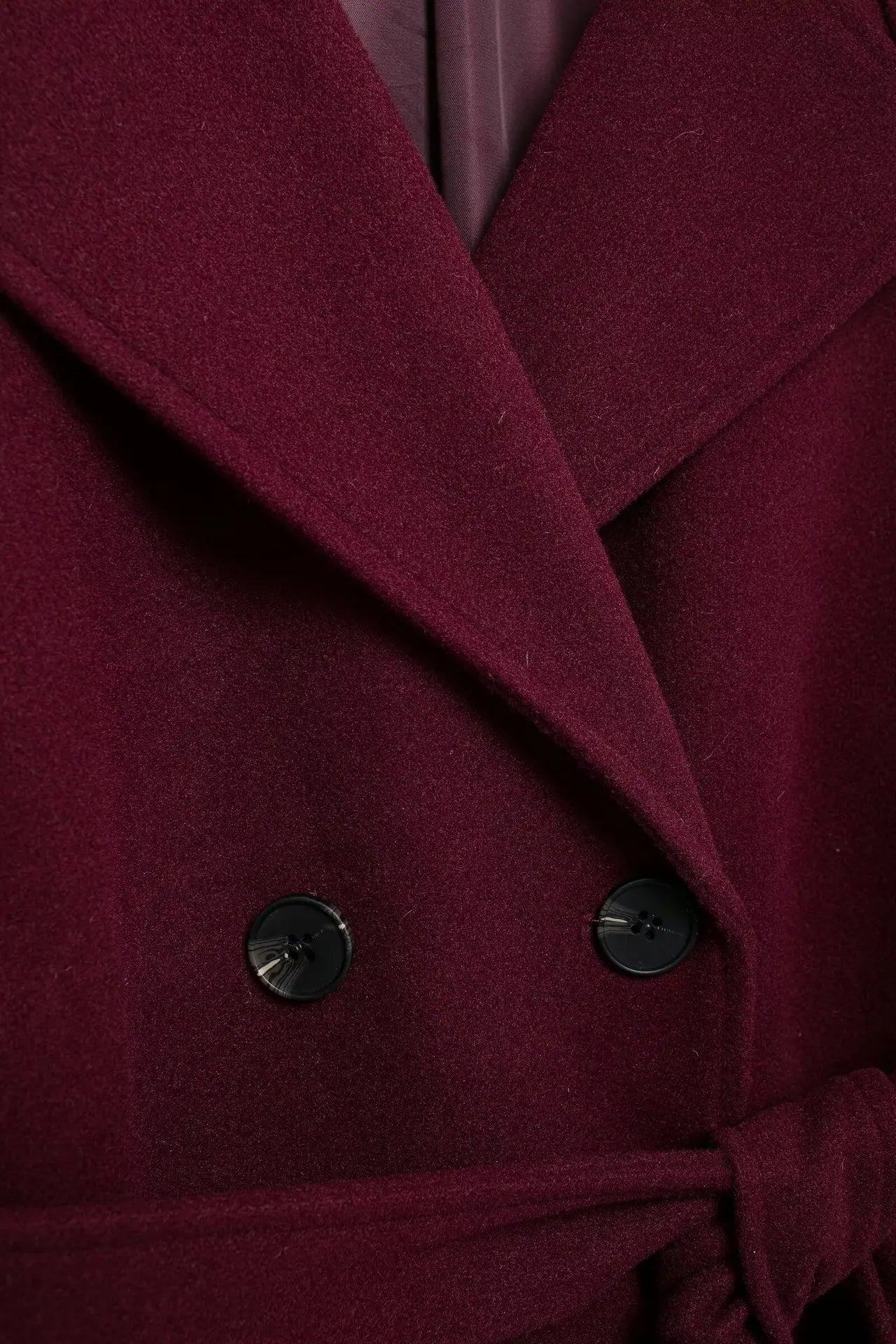 Women Burgundy Overcoat with Belt | Warm Winter Trench Coat