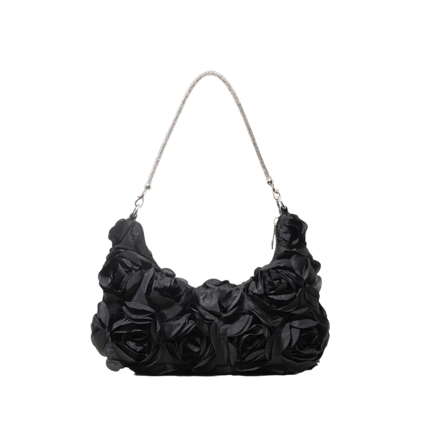 Women Rose Flower Shoulder Bag | Luxury Handbag | Evening Bag black
