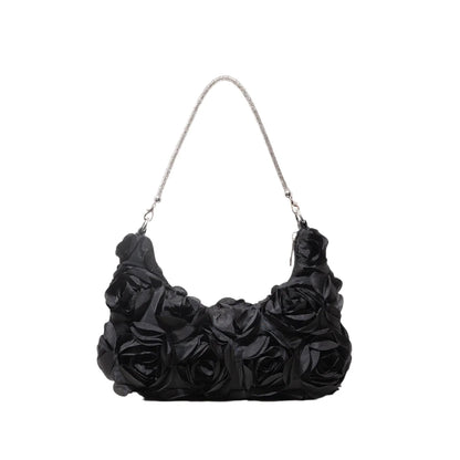Women Rose Flower Shoulder Bag | Luxury Handbag | Evening Bag black