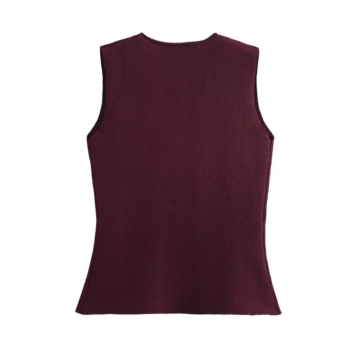 Women V-Neck Pleated Knitted Casual Vest Top | Summer Button Sleeveless Vest