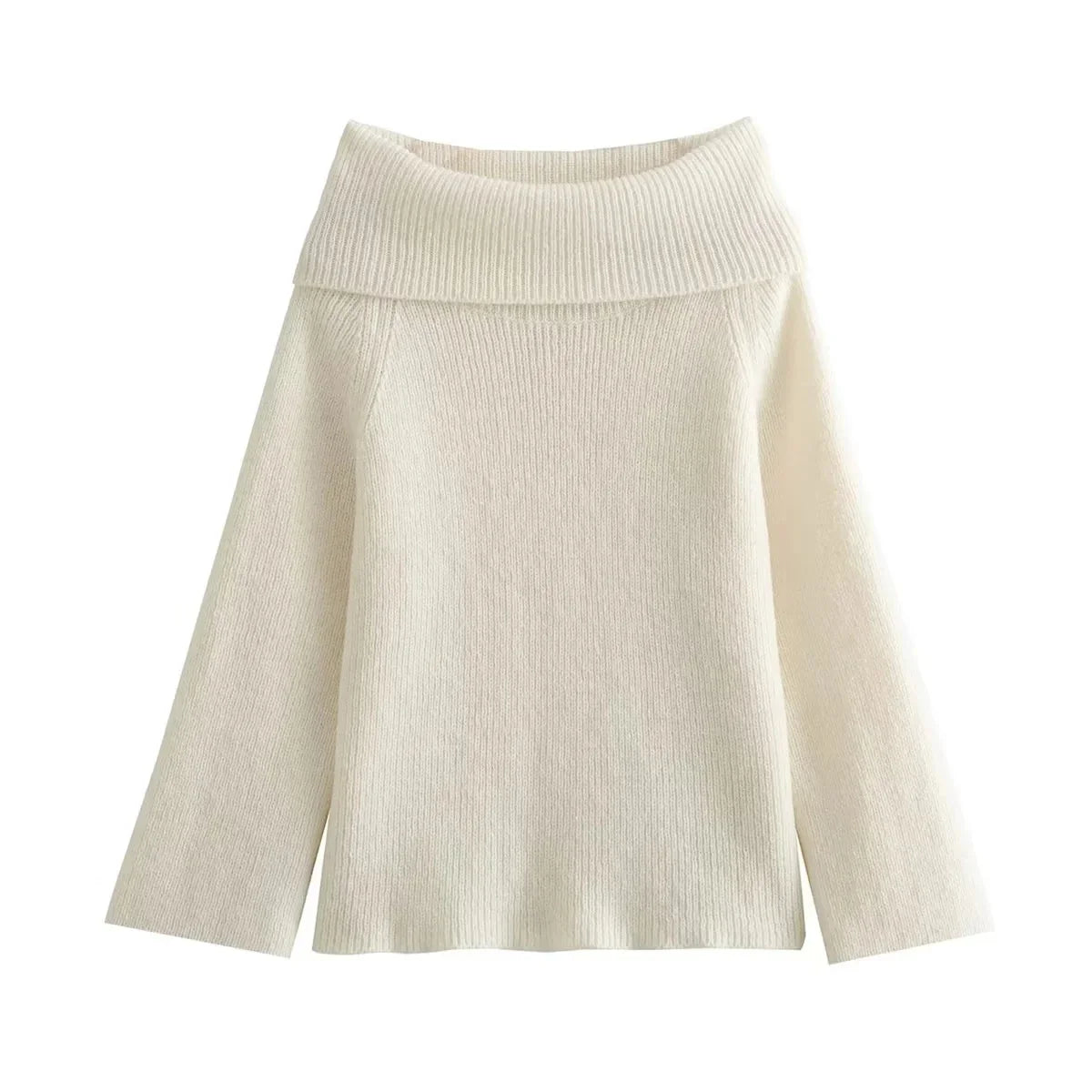 Women Off Shoulder Sweater Top | Knitted Pullover Sweater Top Beige