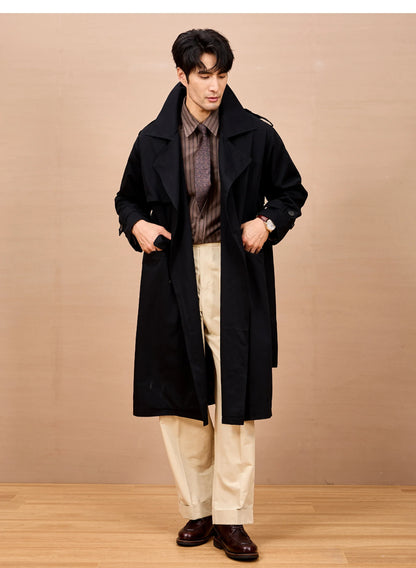 Men Long Trench Coat | Double Breasted | British Style | Spring | Autumn
