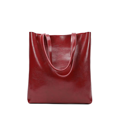 Women Genuine Leather Tote Bag | Large Capacity Leather Bag red