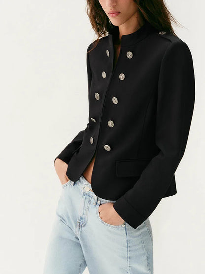 Women Napoleon Jacket | Slim Fit | Long Sleeve | Stand Collar