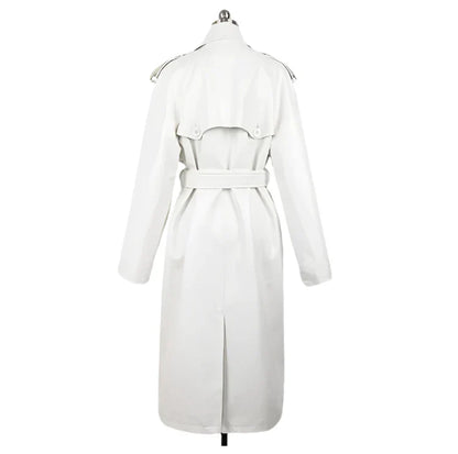 Women's Oversized Leather Trench Coat with Belt | Extra Long Leather Coat