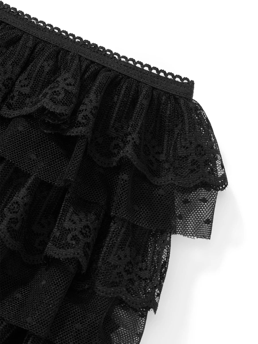 Women Mesh Lace Bloomer Shorts | Y2k | Layered Ruffle Frilly Shorts | Party | Clubwear