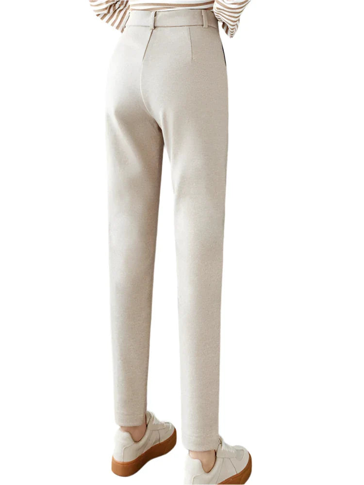 Women High Waisted Woolen Pants | Pencil Cut Trousers | Casual Office Suit Pants