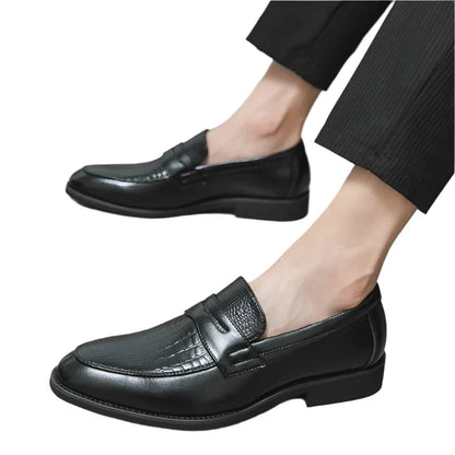 Men Loafers Slip On Classic British Style | Casual Dress Shoes | Leather Shoes | Boat Shoes Black