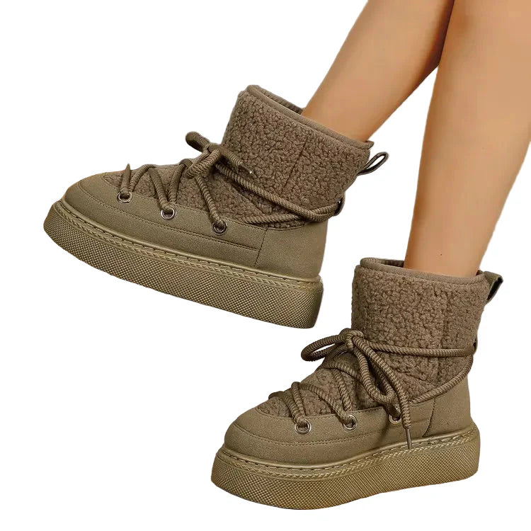 Women Winter Thick-Soled Snow Boots | Mid-Length Warm Boots green