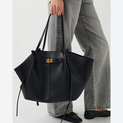 Women Large-Capacity Hand Bag | Metal Lock | Tote Bag | Shoulder Bag Black