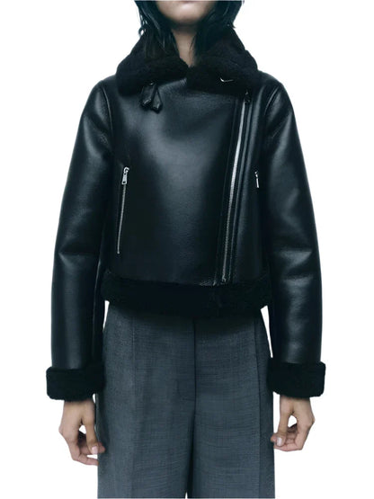 Women Black Shearling Jacket