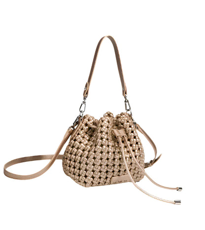 Women Leather Hollow Cut Woven Crossbody Bag