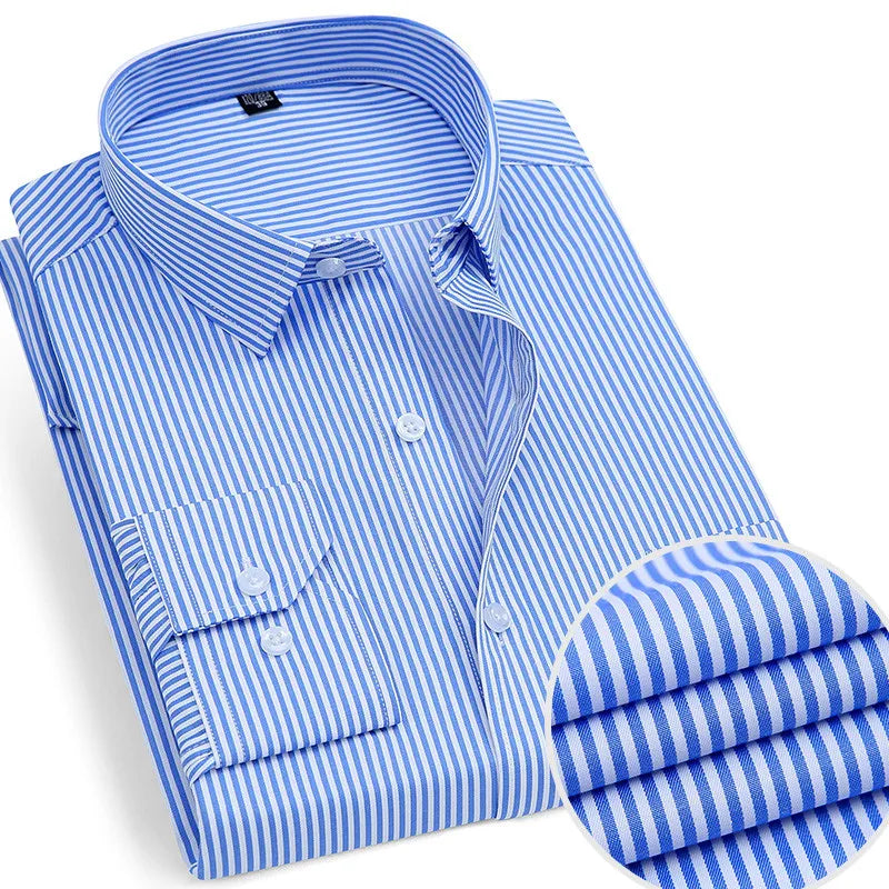 Men’s Classic Long Sleeves Stripe Shirt | Business Dress Shirt | Formal Office Wear | Full Sleeve Work Shirt