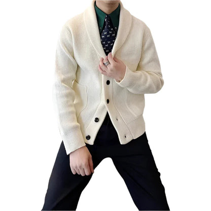 Men Wool Blend Buttoned Sweater | Casual Long Sleeve Vintage Cardigan