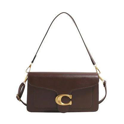 Women Leather Shoulder Bag | Underarm Bag | Crossbody Bag | Square Bag Coffee