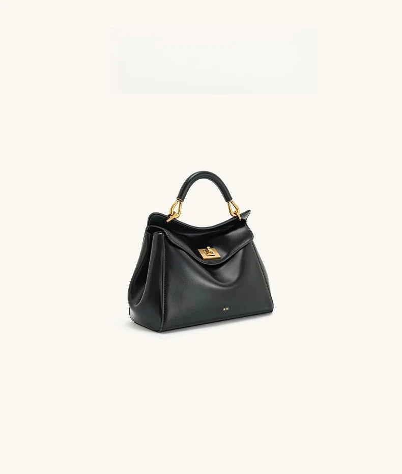 Women Leather Pillow Bag | Lock Clasp Handbag | Small Handbag | Shoulder Bag | Crossbody Bag