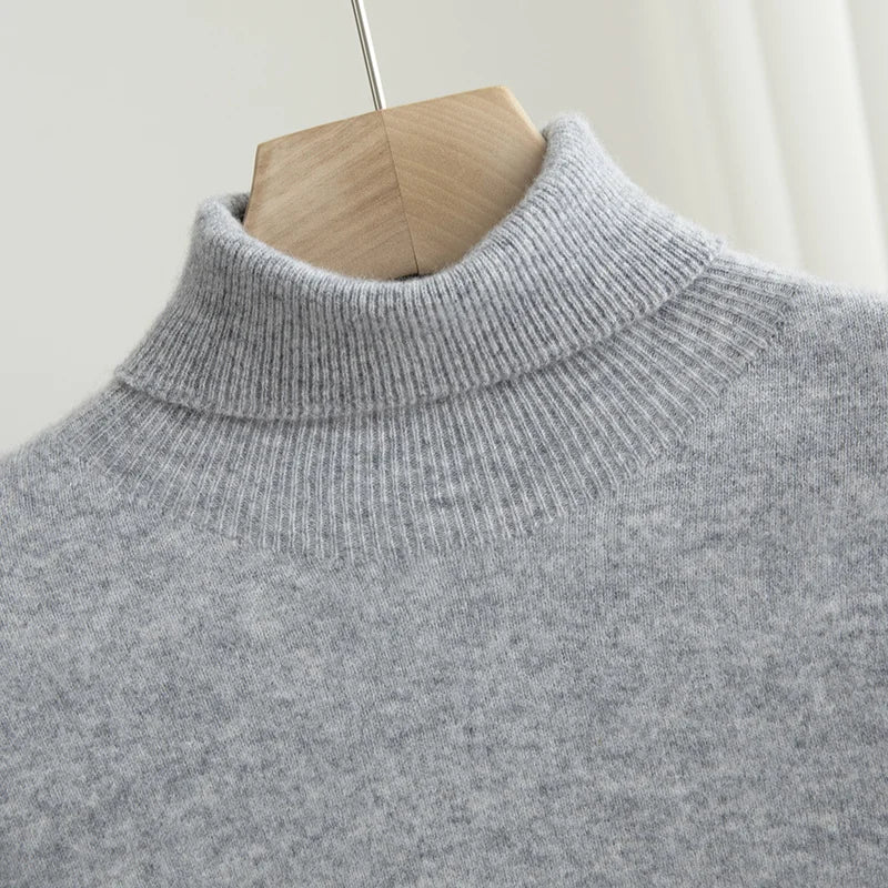Men Merino Wool Turtleneck Knitted Pullover | Merino Wool Sweater | Cashmere Warm Knit Top
