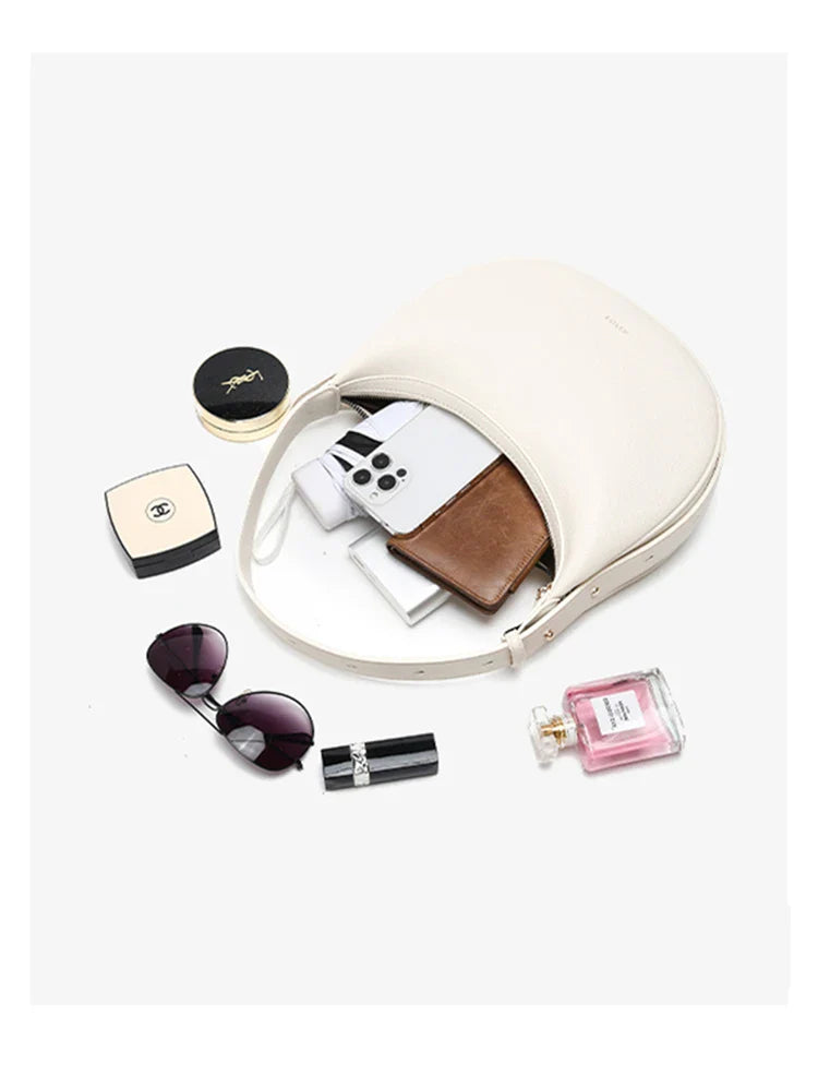 Women Shoulder Bag | Leather Crescent Underarm Bag | Minimalist Crossbody Bag
