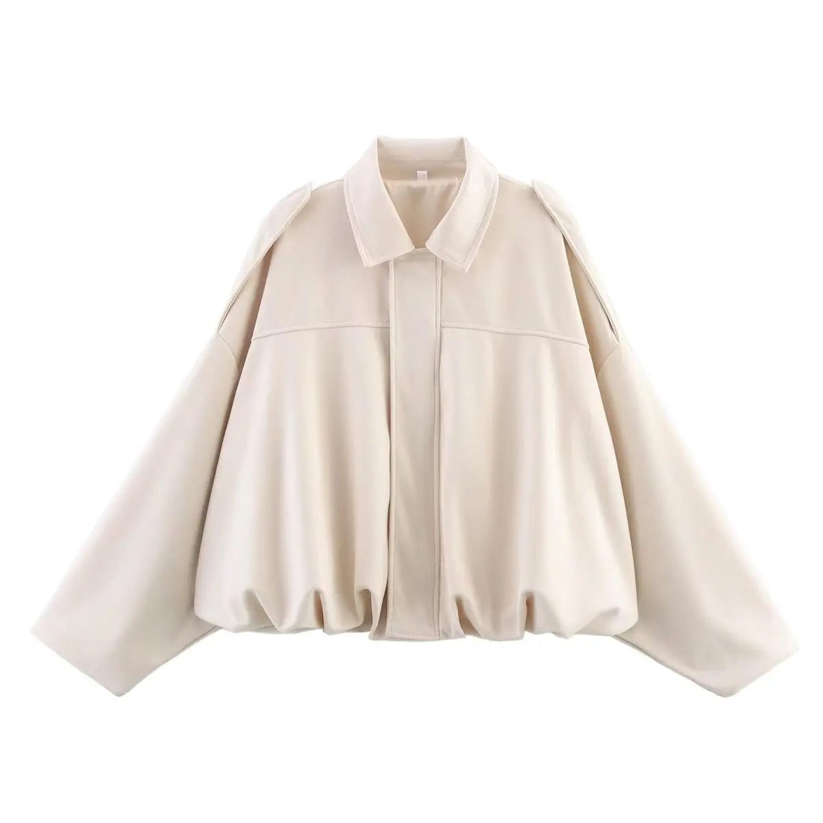 Women Vintage Oversize Bomber Jacket | Loose Jacket Beige