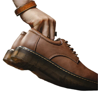 Men British Genuine Leather Ankle Boots | Low Top Safety Shoes