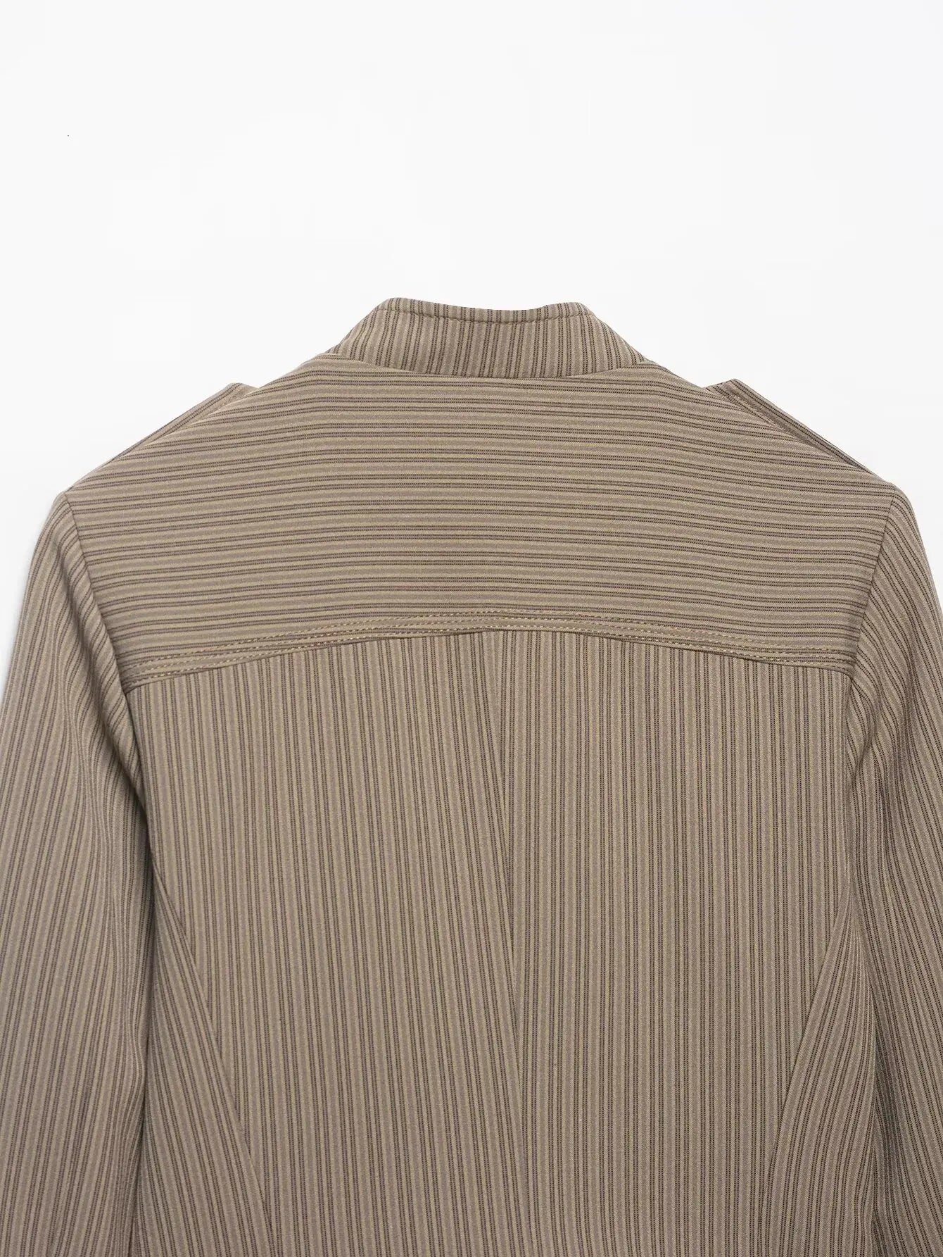Women Short Coat | Spring | Striped Short Blazer | Long Sleeves | Napoleon Jacket