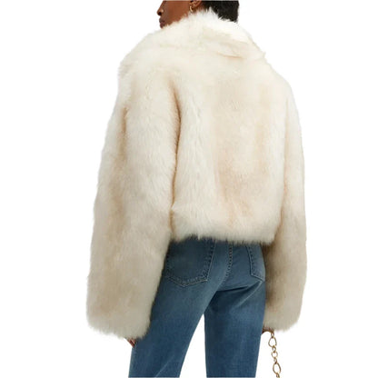 Women Cropped Fluffy Fur Jacket | Fur Coat