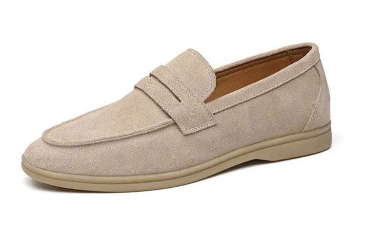 Men Genuine Leather Classic British Style Loafers | Moccasins | Suede Loafers Beige
