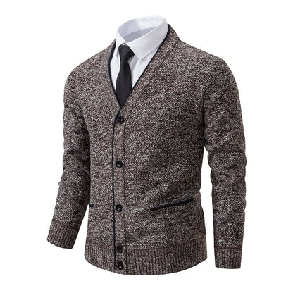 Men's Knitted V-Neck Wool Sweater | Casual Knit Cardigan | Winter Sweater Brown